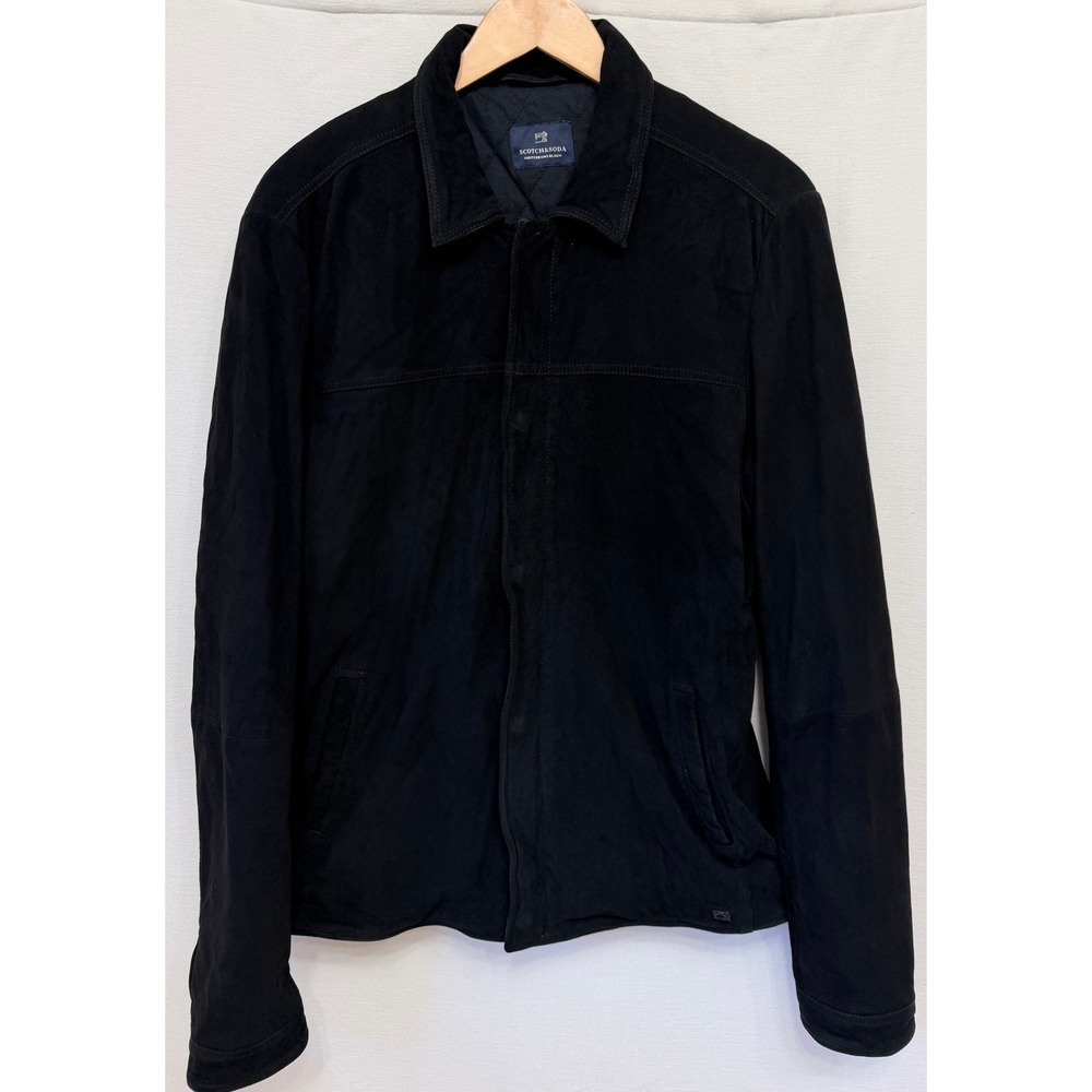 Scotch & Soda Amsterdams Blauw Black Goat Suede Jacket Size Large L